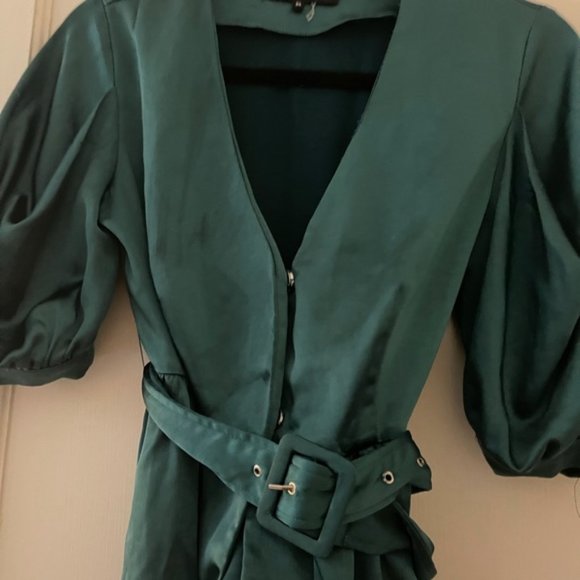 Endless Rose Puff Sleeve Belted Silk Blouse - Picture 3 of 6